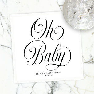 Oh Baby Elegant Script Gender Neutral Baby Shower Napkin