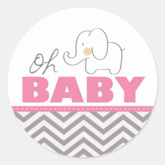 Oh Baby Elephant - Sticker Invitation Baby shower 