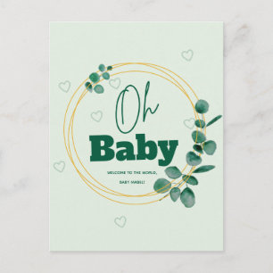 Oh Baby Eucalyptus Leaves  Baby Shower Postcard
