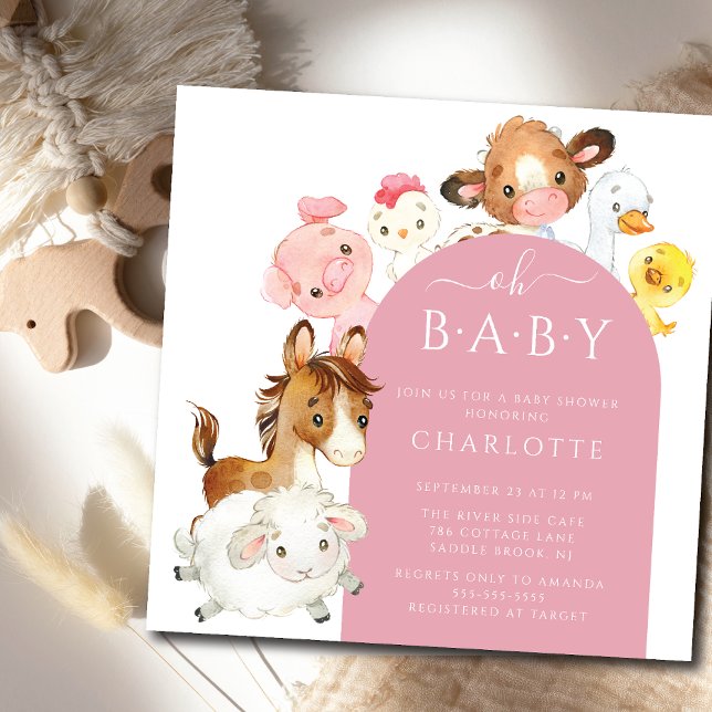 Oh Baby Farm Animals Baby Shower  Invitation (Creator Uploaded)