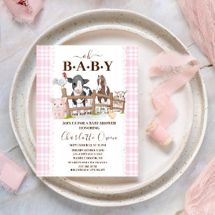 Oh Baby Farm Animals Baby Shower Invitation Postcard