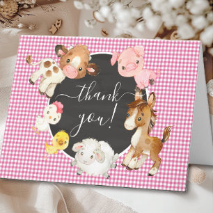 Oh Baby Farm Animals Baby Shower Thank You Card
