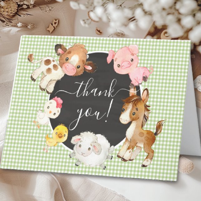 Oh Baby Farm Animals Baby Shower Thank You Card (Creator Uploaded)