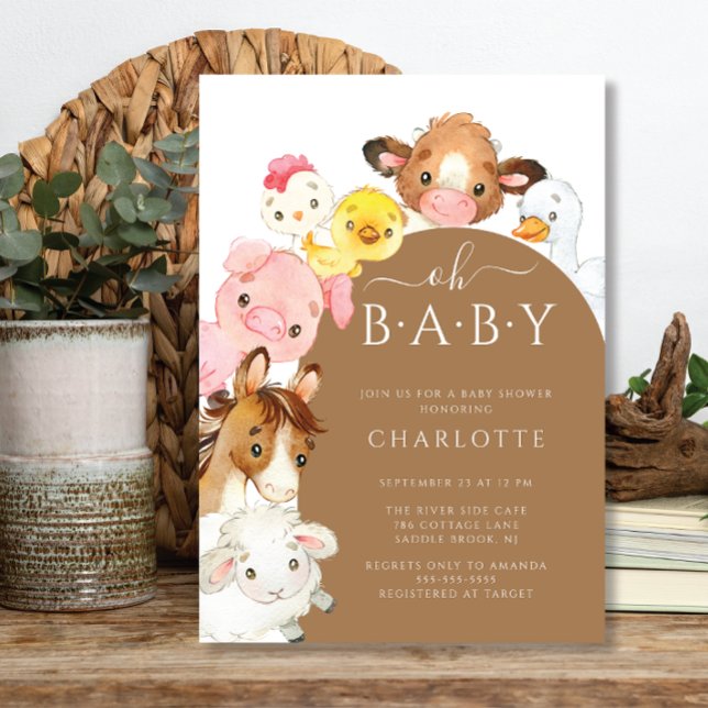 Oh Baby Farm Animaux Baby shower Invitation (Créateur téléchargé)