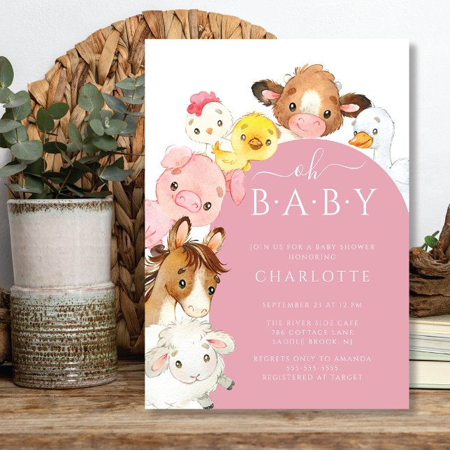 Oh Baby Farm Animaux Baby shower Invitation (Créateur téléchargé)