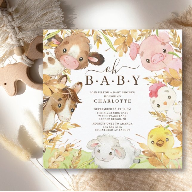 Oh Baby Farm Animaux Douche Invitation (Créateur téléchargé)