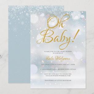 Oh Baby First Snowflakes Baby Shower Invitation