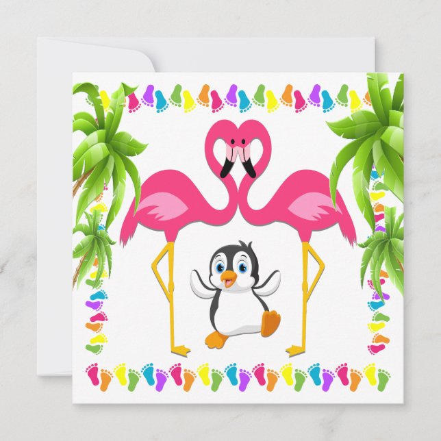 Oh Baby Flamant rose Invitation (Devant)