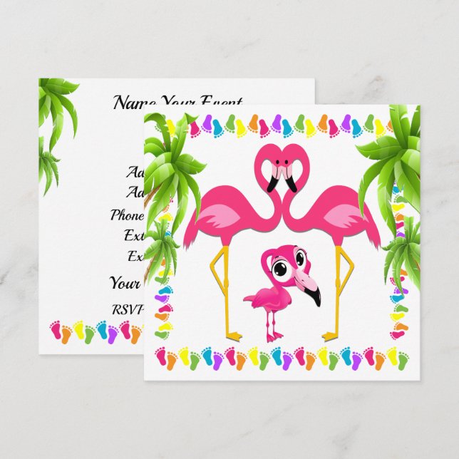 Oh Baby Flamant rose Invitation (Devant / Derrière)