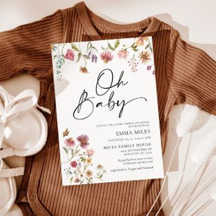 Oh Baby Fleur sauvage thème Baby shower Invitation