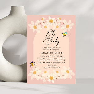 Oh Baby Floral Daisy Bees Baby Shower Invitation
