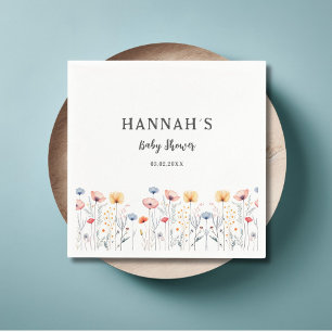 OH BABY! Fresh Wildflower White Baby Shower Napkin