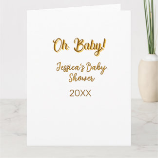 oh baby gender neutral baby shower orange golden n card