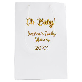 oh baby gender neutral baby shower orange golden n medium gift bag