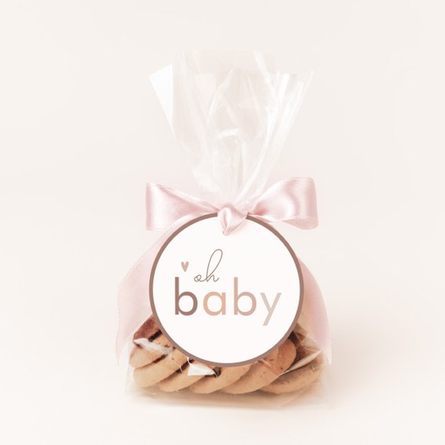 Oh Baby Gender Neutral Modern Baby Shower Classic Round Sticker (Creator Uploaded)