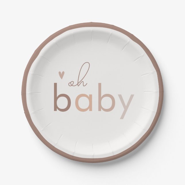 Oh Baby Gender Neutral Modern Baby Shower Paper Plate (Front)