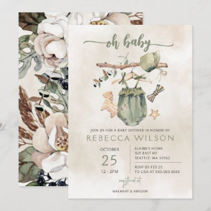 Oh Baby Genre Neutre Boho Baby shower Invitation