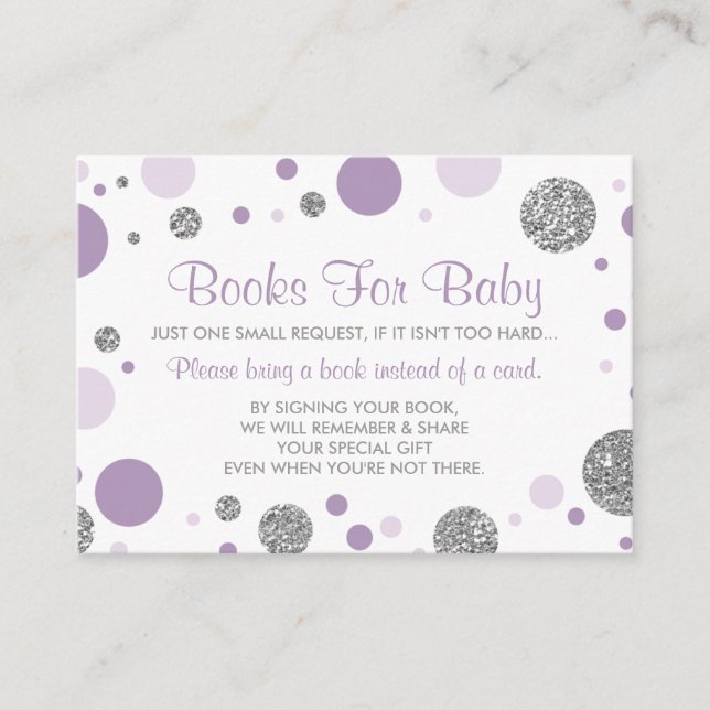 Oh Baby Girl, Bring A Book Card, Faux Glitter Enclosure Card (Front)