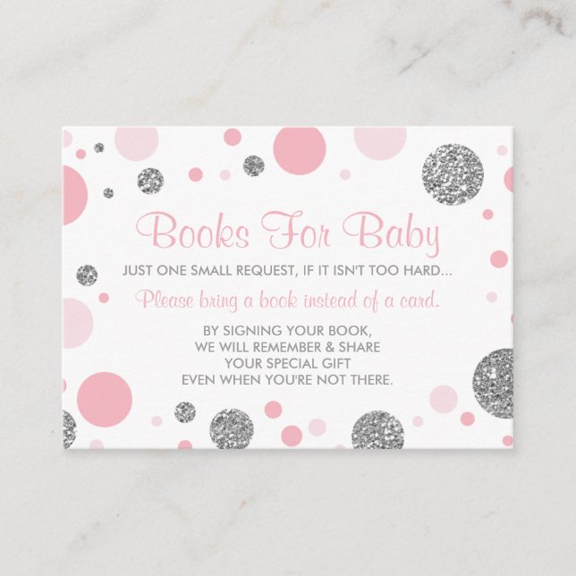 Oh Baby Girl, Bring A Book Card, Faux Glitter Enclosure Card (Front)