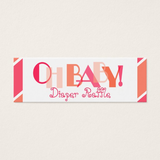 Oh Baby Girl Coral Modern Diaper Raffle (Front)
