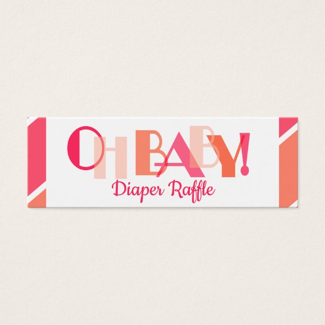 Oh Baby Girl Coral Modern Typography Diaper Raffle (Front)