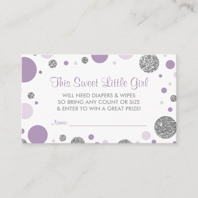 Oh Baby Girl, Diaper Raffle Ticket, Faux Glitter Enclosure Card (Front)