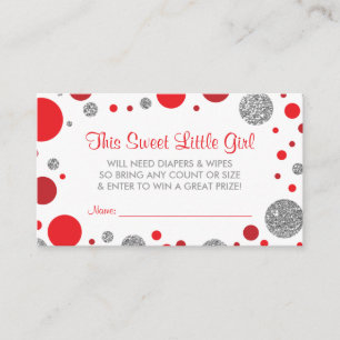 Oh Baby Girl, Diaper Raffle Ticket, Faux Glitter Enclosure Card