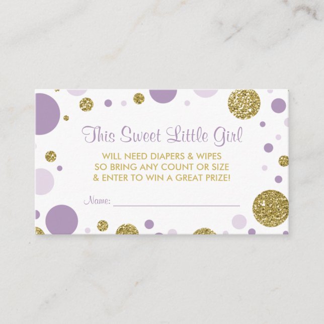 Oh Baby Girl, Diaper Raffle Ticket, Faux Glitter Enclosure Card (Front)
