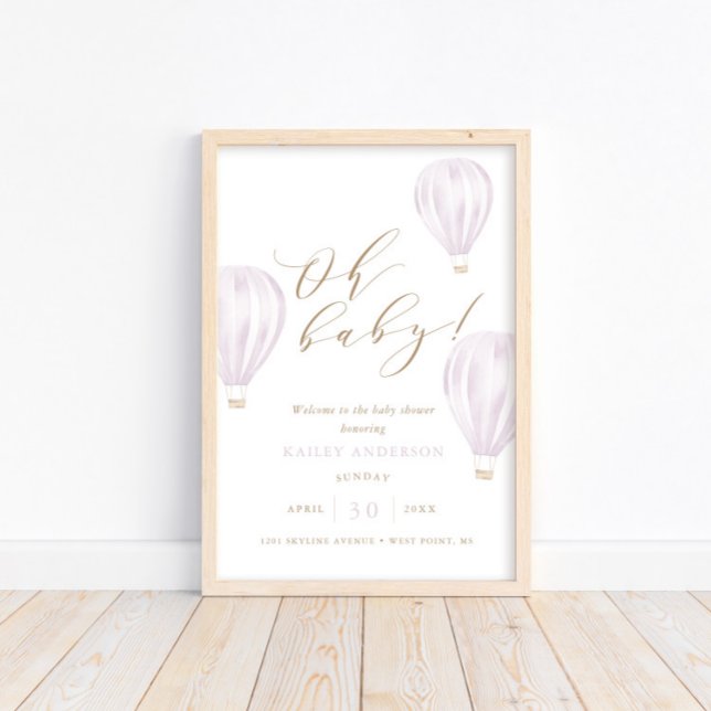 Oh Baby – Girl Hot Air Balloon Baby Shower Poster (Creator Uploaded)