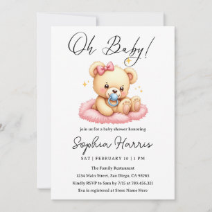 Oh baby girl pink Baby Shower Invitation