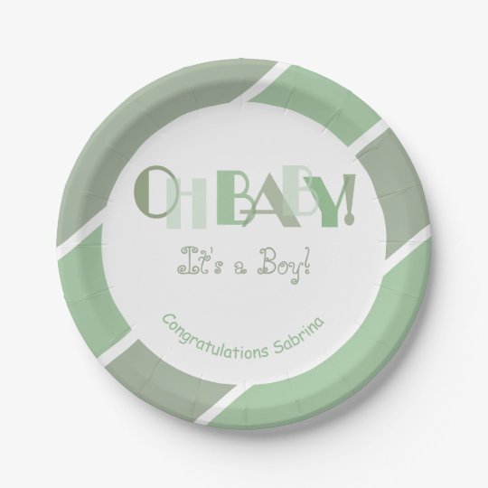 Oh Baby Girl Sage Green Modern Baby Shower Paper Plate Zazzle.ca
