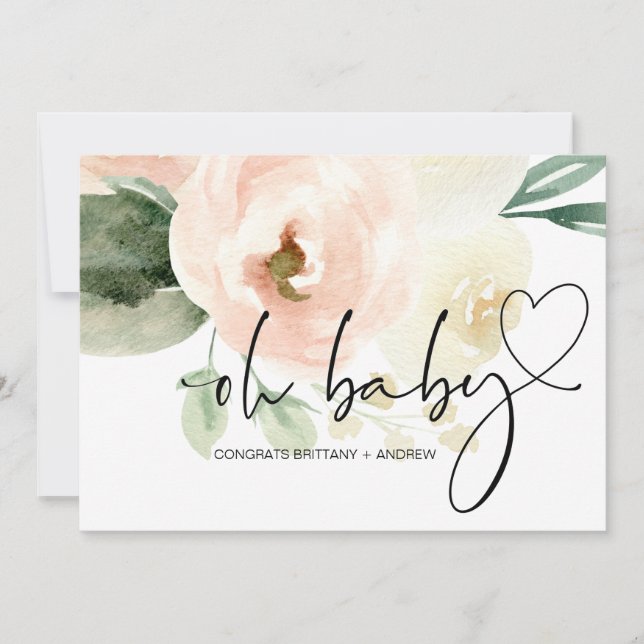 Oh Baby Girl Shower New Mom Congratulations Pink Card (Front)
