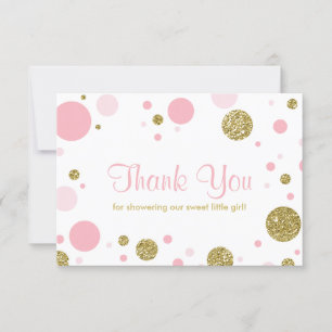 Oh Baby Girl, Thank You Card, Faux Glitter Card
