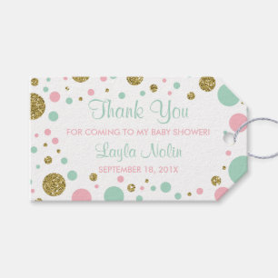 Oh Baby Girl Thank You Tag, Favour, Faux Glitter Gift Tags