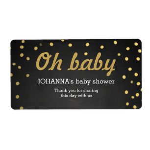 Oh Baby Gold Confetti Chalkboard Bouteille d'eau