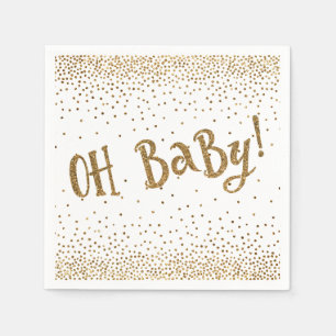 "Oh Baby!" Gold Glitter Confetti for Baby Shower Napkin