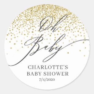Oh Baby Gold Glitter Favour Sticker