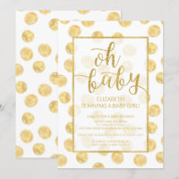 Oh Baby! Gold Polka Dots Baby Shower Invitation
