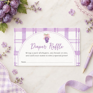 Oh Baby Grape Bow Purple Plaid Girl Diaper Raffle Enclosure Card