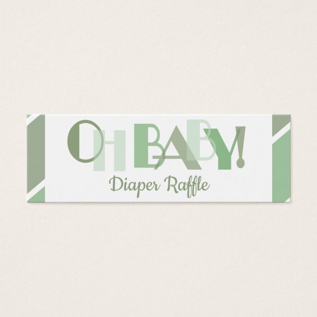 Oh Baby Green Modern Typography Diaper Raffle (Front)