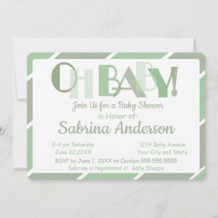 Oh Baby Green Modern Whimsical Baby Shower Invitation