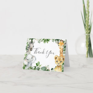 Oh Baby Greenery Jungle Safari Animals Thank You Card