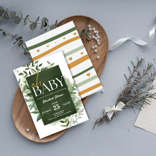 Oh Baby! Greenery Watercolor Baby Shower Invitation