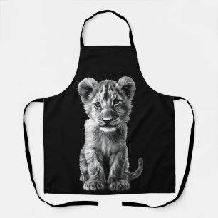 Oh Baby Grey Big Cat Cub Black Apron
