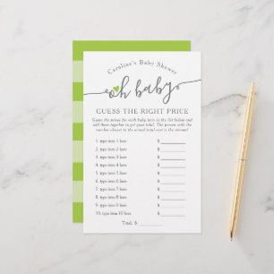 Oh Baby Guess Right Price Green Baby Shower Game