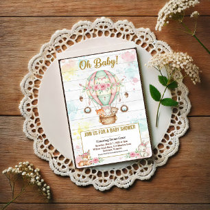 Oh Baby Hot Air Balloon Baby Shower Invitation Postcard