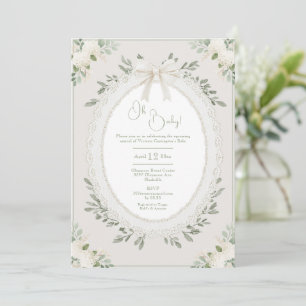 Oh Baby Hydrangea Vintage Baby Shower Invitation