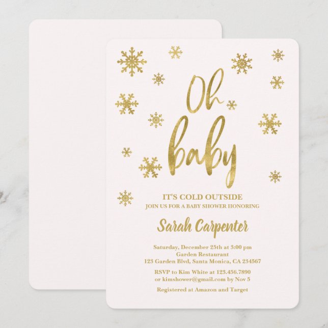 Oh Baby It's cold outside Baby Shower girl Invitation (Front/Back)