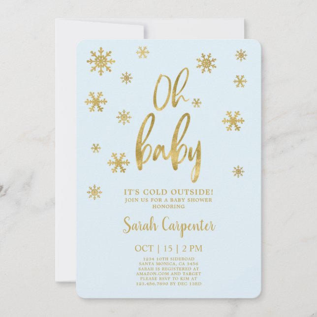 Oh Baby it's cold outside winter baby boy Invitation (Front)