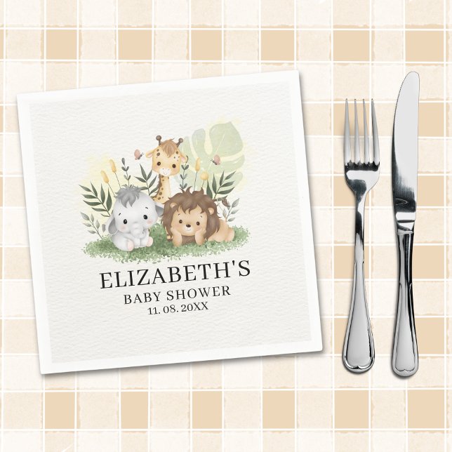 Oh Baby Jungle Animals Baby Shower Napkin (Creator Uploaded)